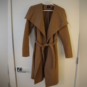 Camel belted dress coat